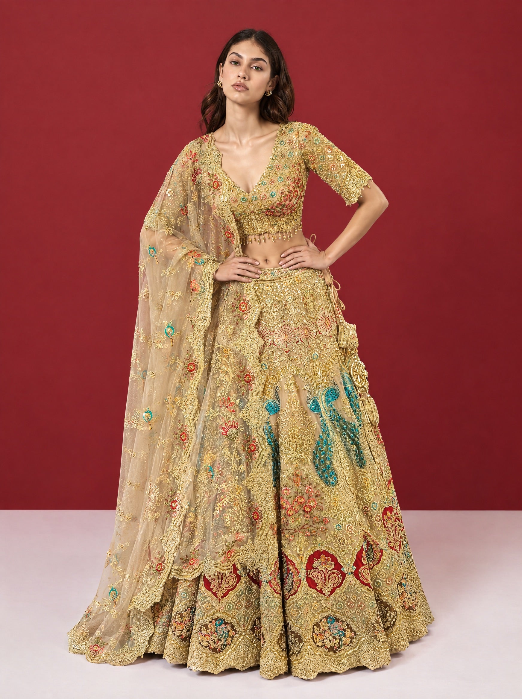 Gold Embroidered Designer Lehenga With Ready Blouse