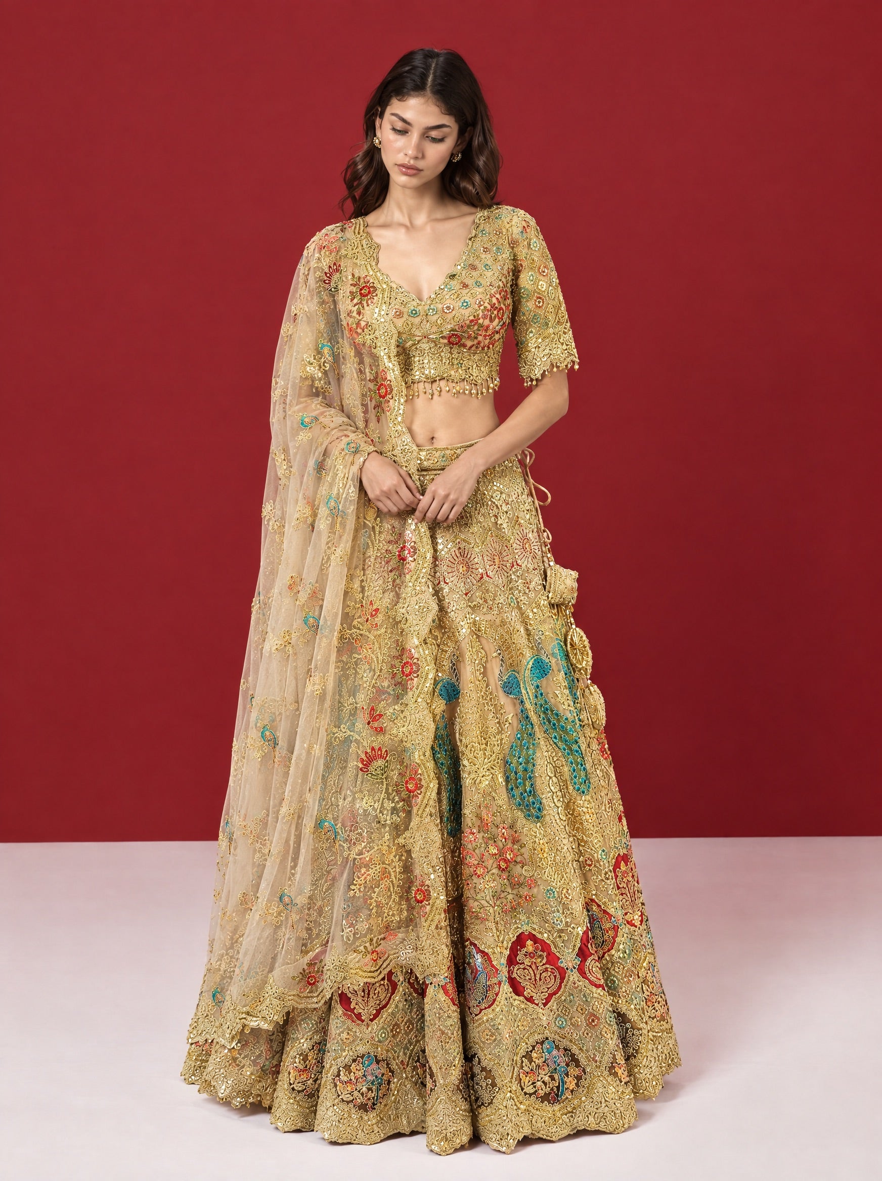 Gold Embroidered Designer Lehenga With Ready Blouse