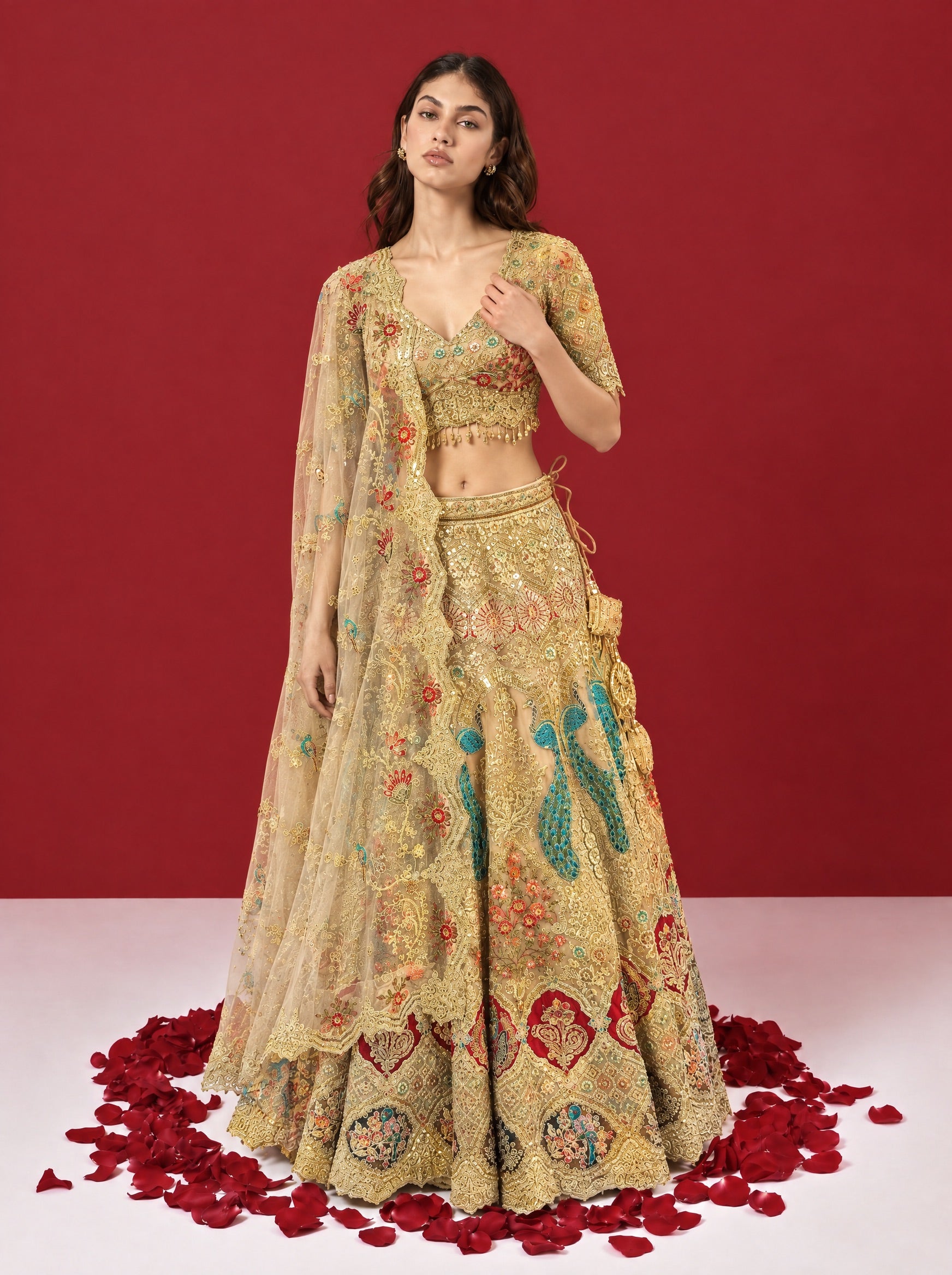Gold Embroidered Designer Lehenga With Ready Blouse