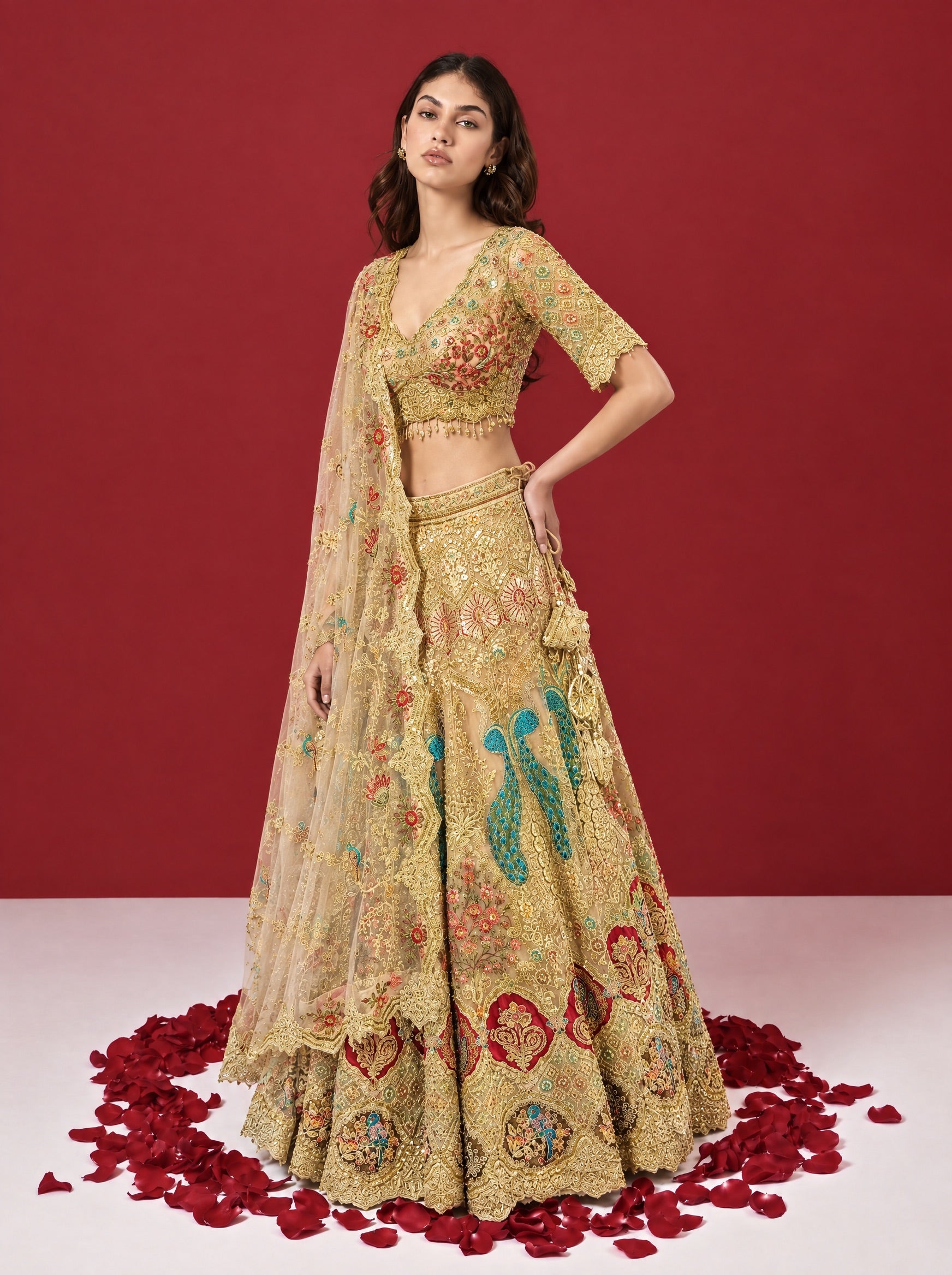 Gold Embroidered Designer Lehenga With Ready Blouse