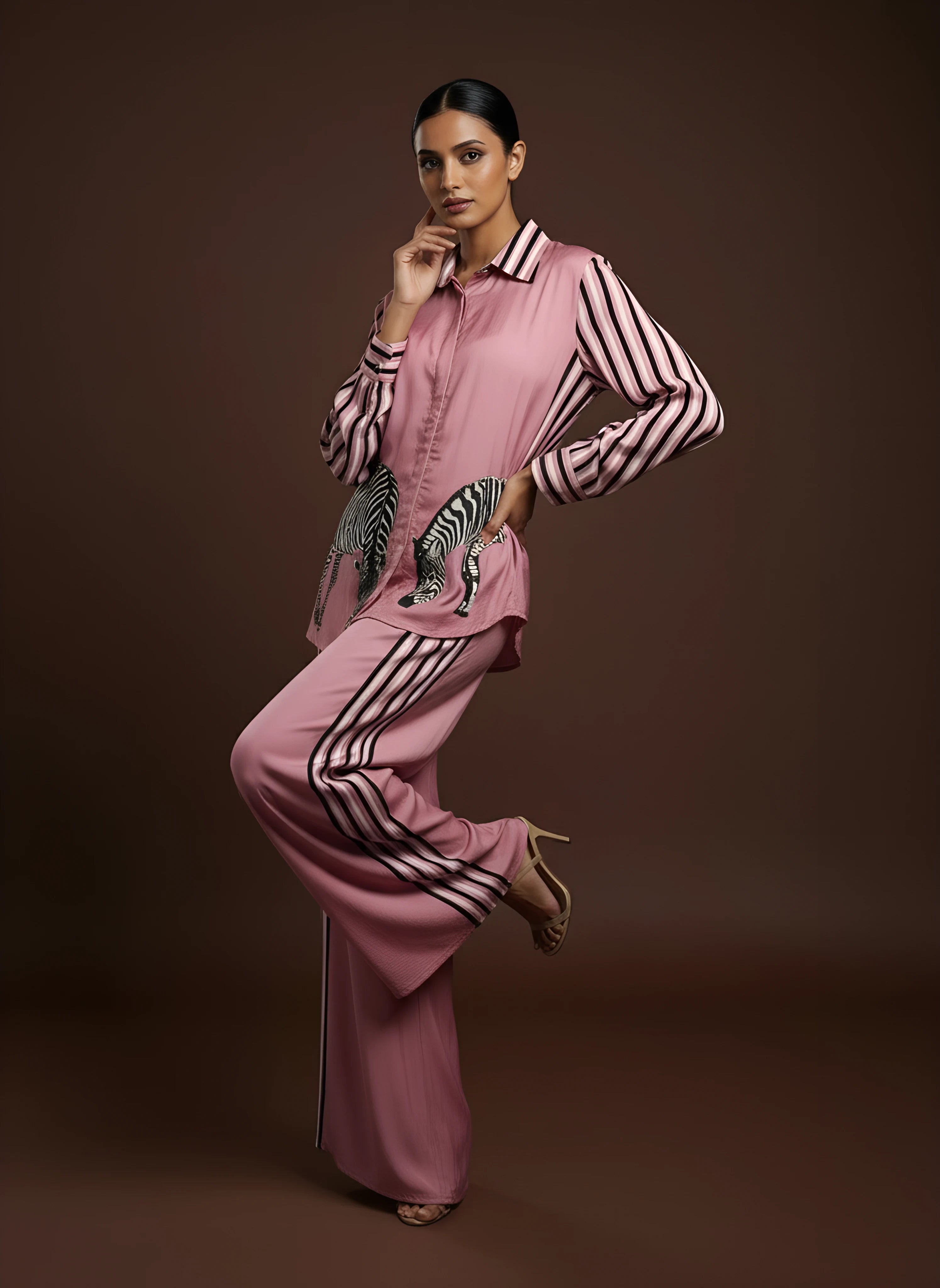 Pink Digital Printed Top With Palazzo