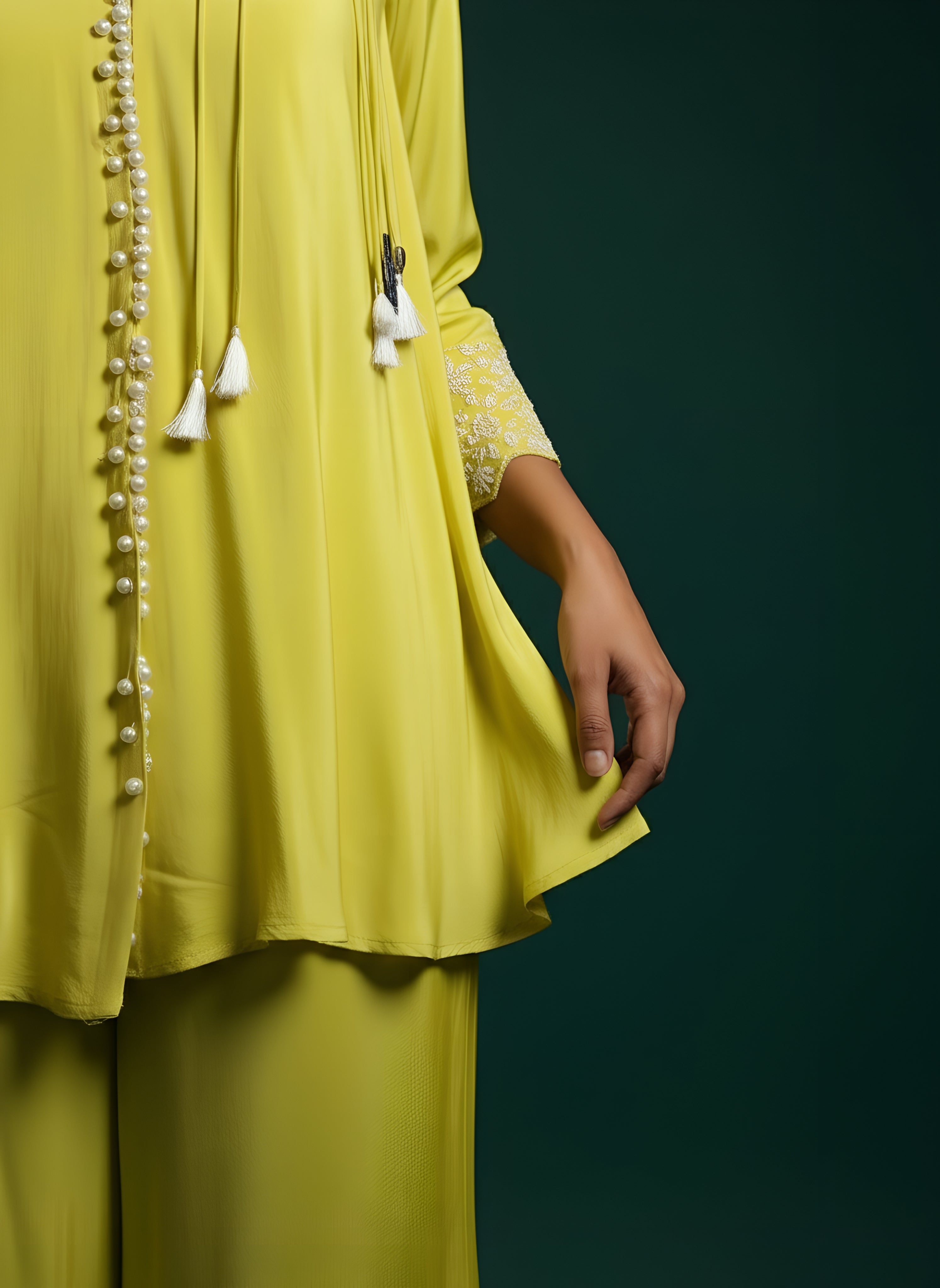 Green Designer Top With Palazzo