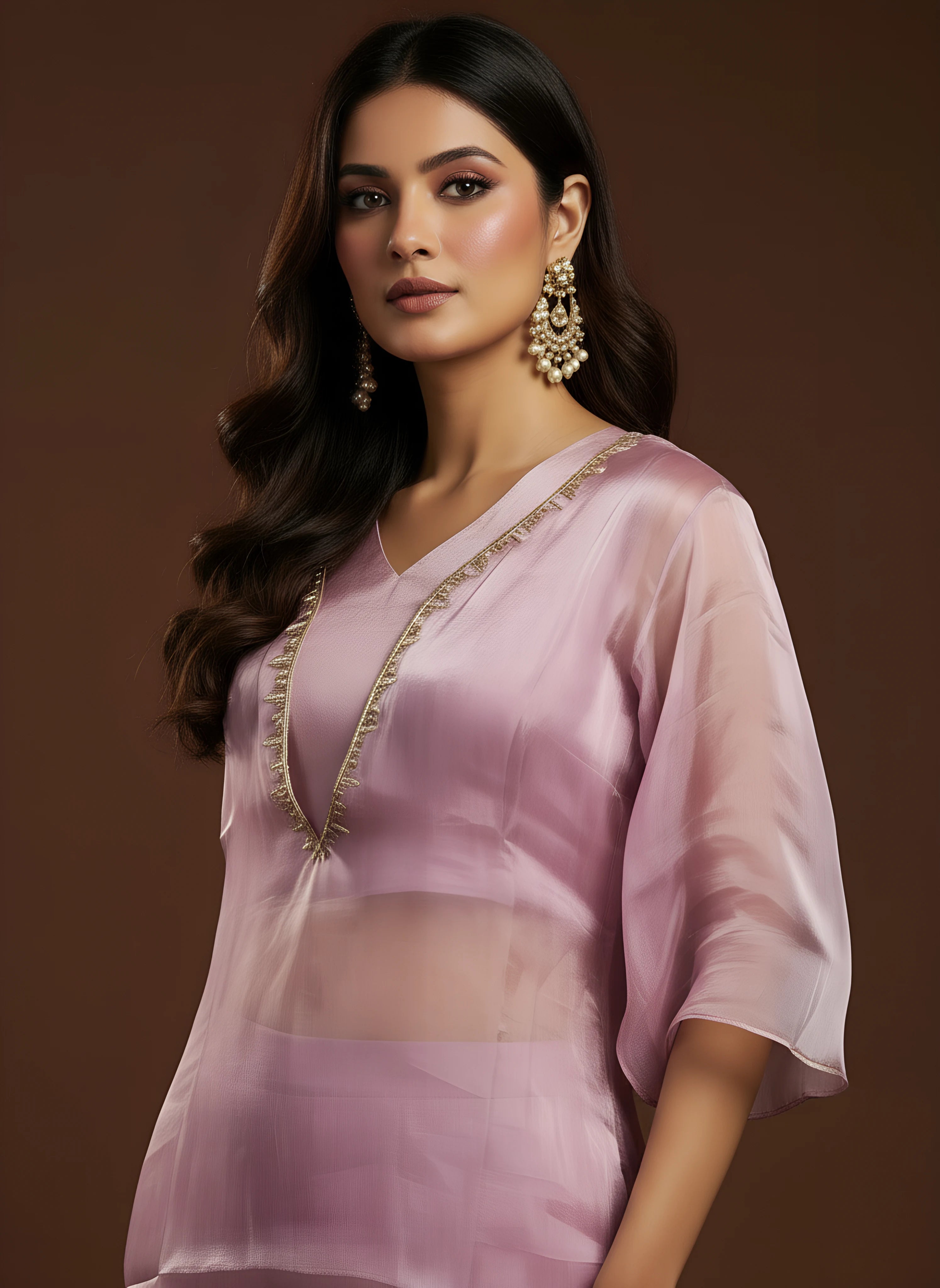 Pink Tissue Organza Designer Co-Ord Set