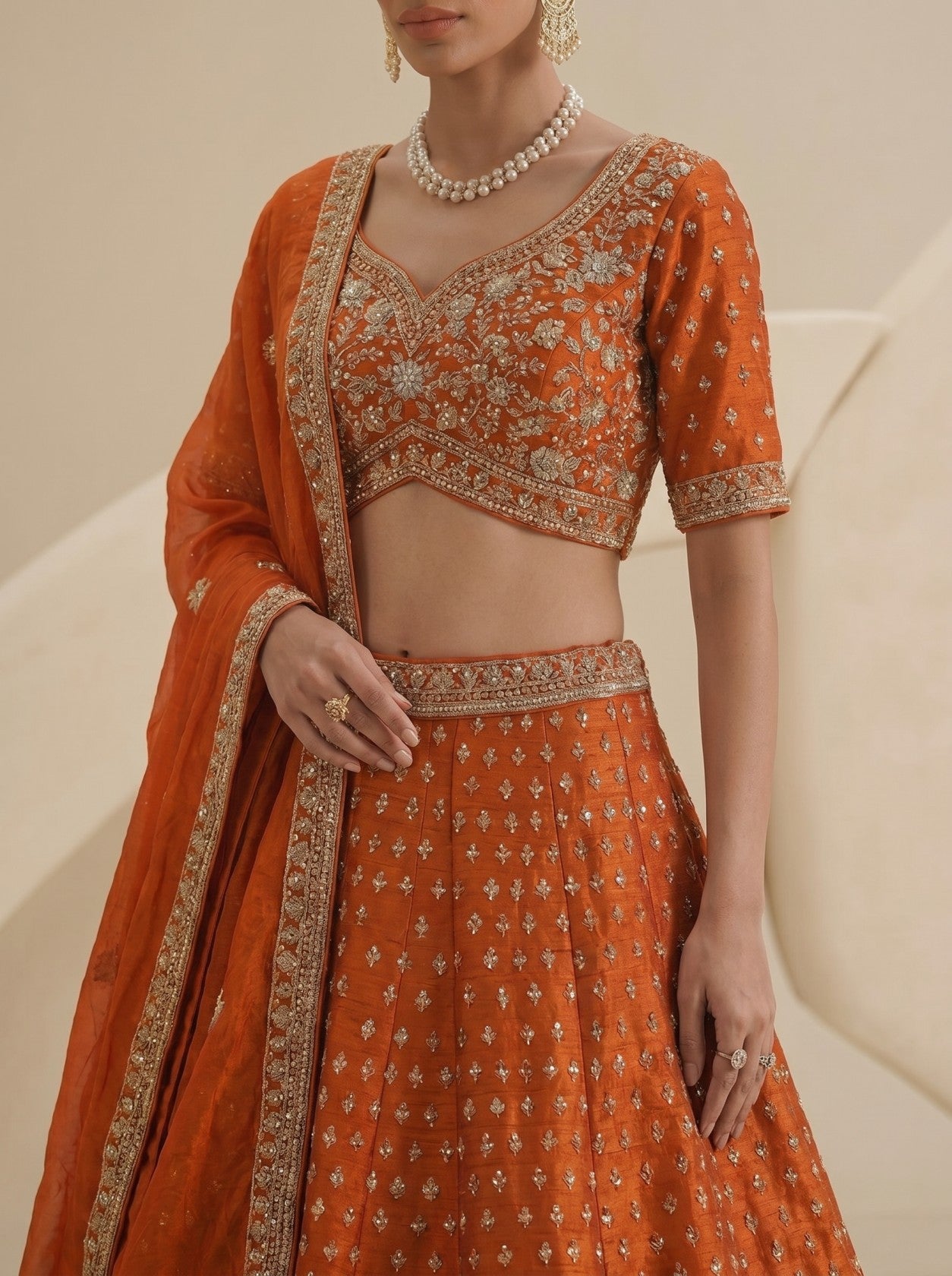 Rust Brown Designer Lehenga Choli