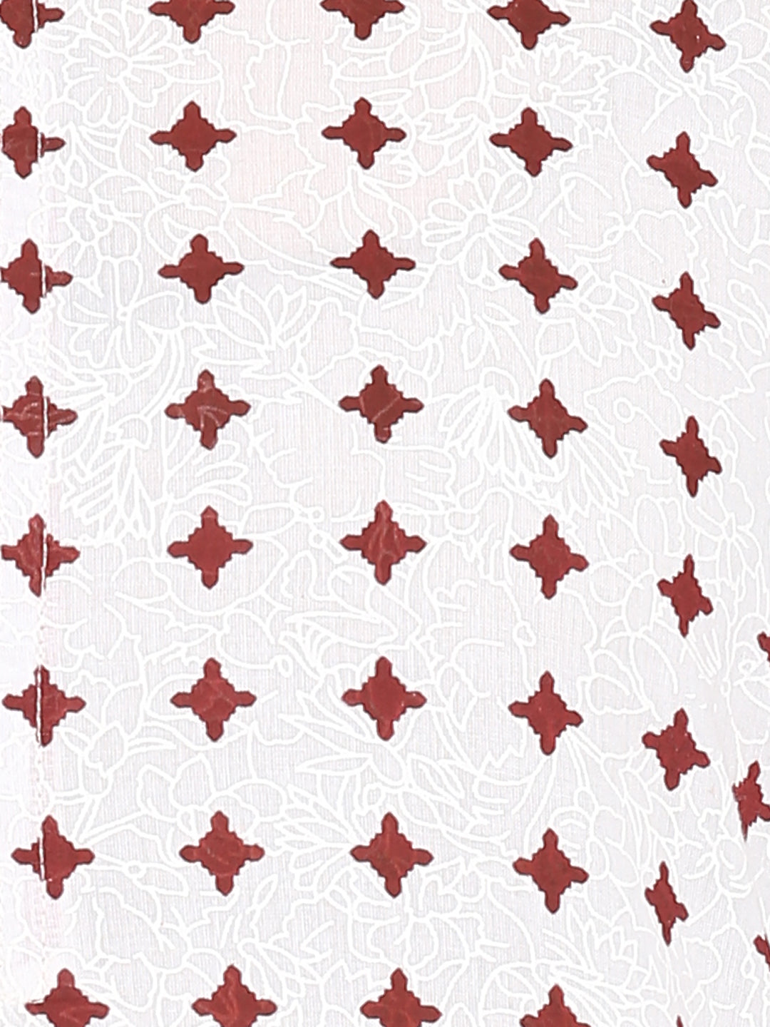 Maroon & White Printed Cotton Kurta