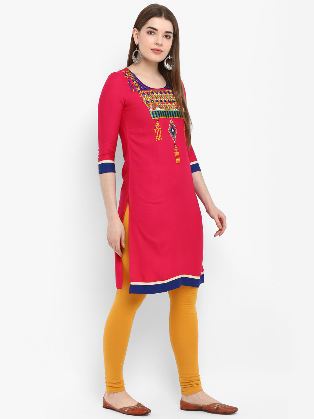 Pink Embroidered Italian Silk Kurta