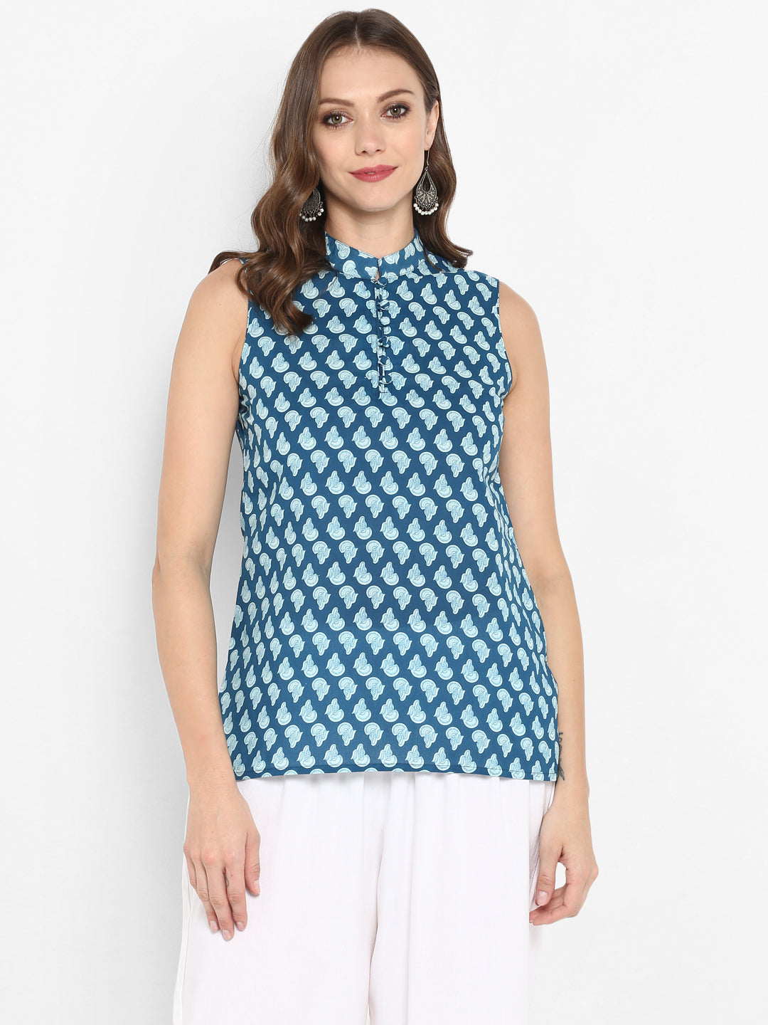Blue Block Printed Cotton Tunic
