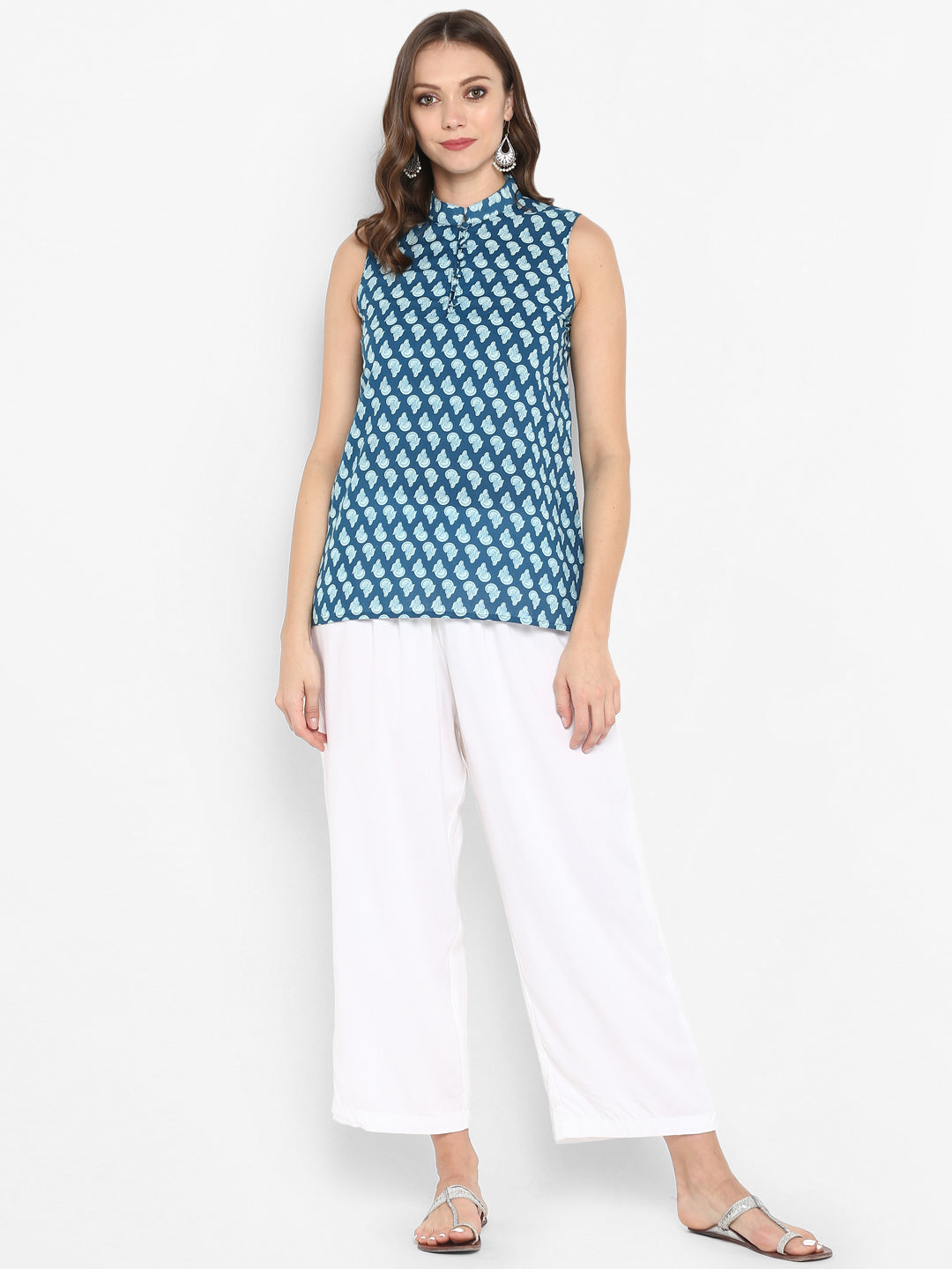 Blue Block Printed Cotton Tunic